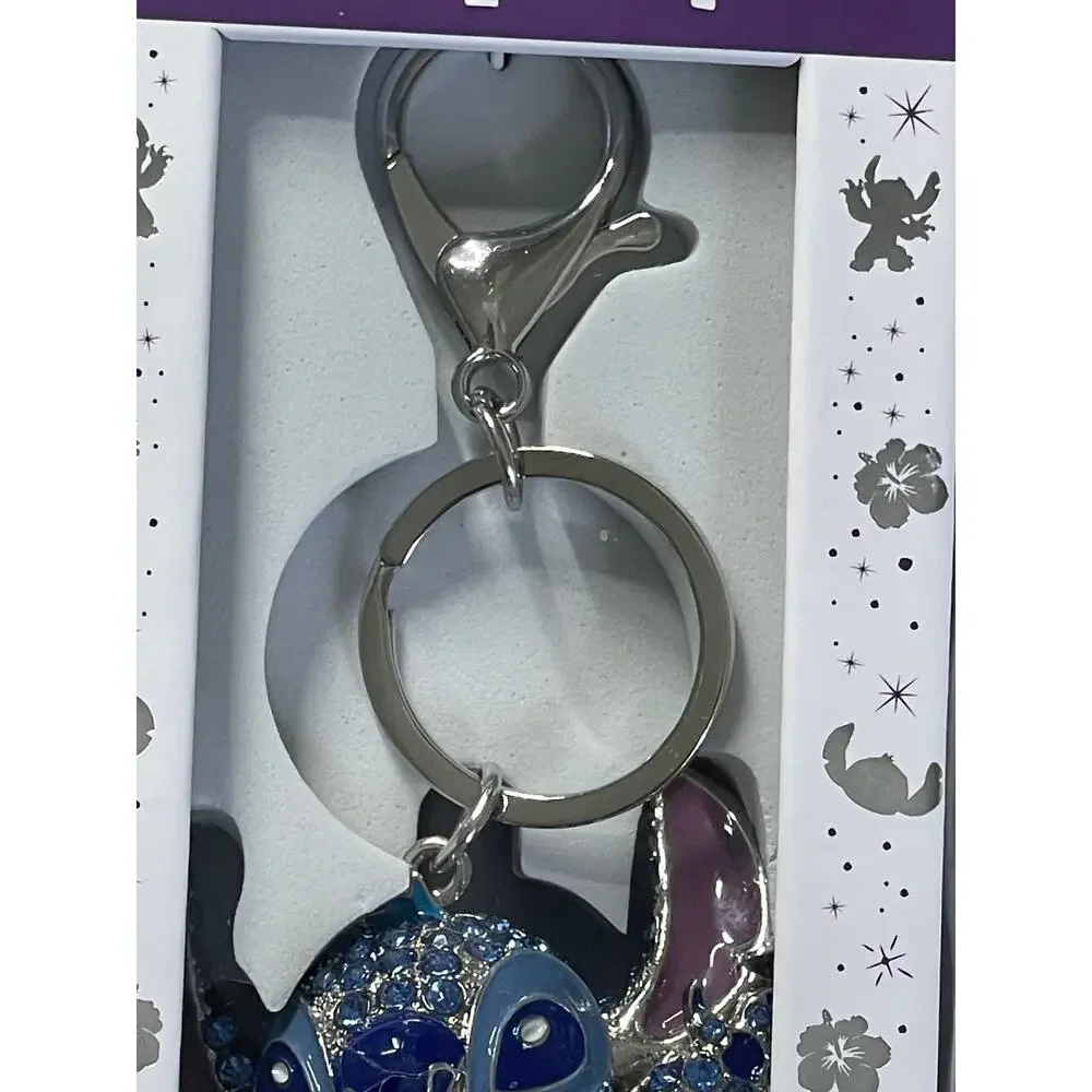 Disney Stitch Blue Rhinestone Keychain Sparkly Character Bag Key Accessory NEW